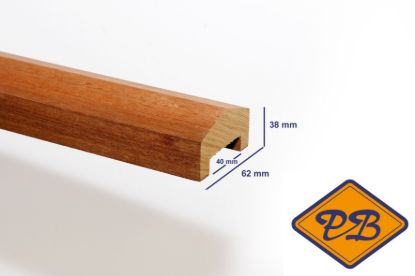 Afbeeldingen van hardhouten ezelsrug gelamineerd/gevingerlast onbehandeld 38x62mm