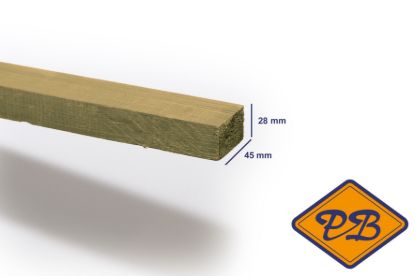 Afbeeldingen van vuren klasse C regel geschaafd geïmpregneerd nagedroogd 28x45mm