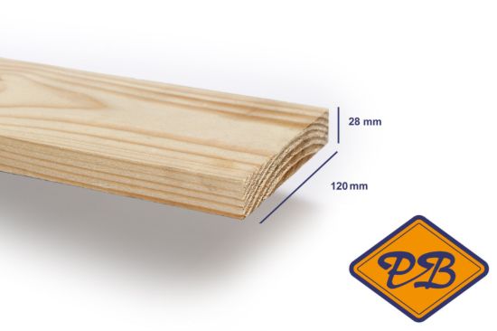 Afbeelding van vurenhout klasse C geschaafd rechte hoek 28x120mm