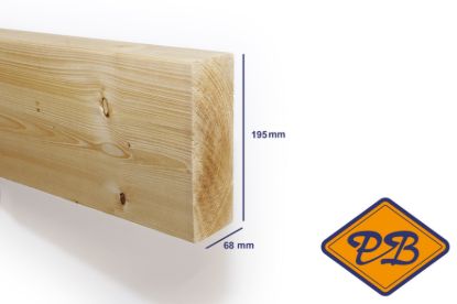 Afbeeldingen van vurenhout klasse C. balk geschaafd ronde hoek 68x195mm