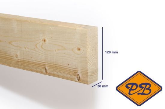 Afbeelding van vurenhout SLS klasse C balk geschaafd 38x120mm