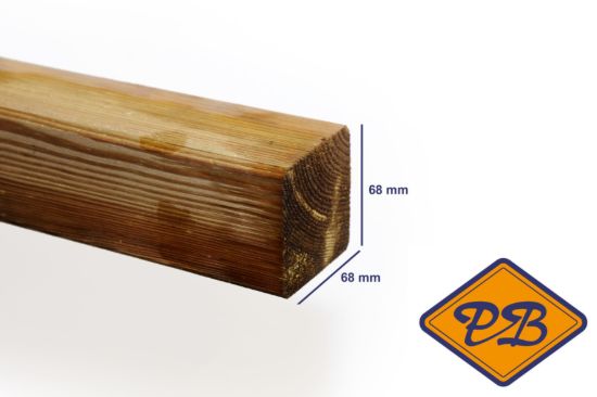 Afbeelding van vuren ME tuinpaal geschaafd ronde hoek verduurzaamd 68x68mm