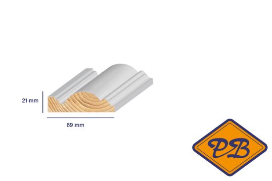 Afbeelding van Ztyl grenen lambrilijst wit gegrond 21x69mm