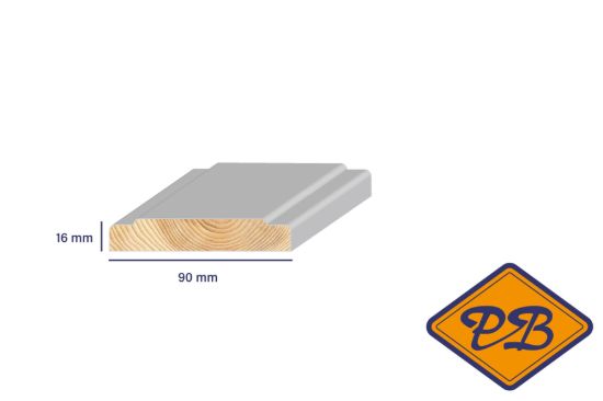 Afbeelding van Ztyl grenen belegstuk wit gegrond 16x90mm