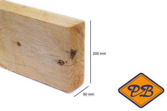 Afbeelding van eiken balk vers-fijnbezaagd 80x200mm