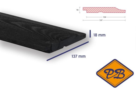 Afbeelding van Cape Cod® verduurzaamd Lodgepole pine profiel halfhouts rabat zwart fijnbezaagd 18x137mm