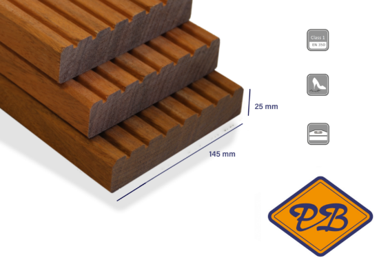 Afbeelding van tali vlonderplank met enkelzijdig lotus profiel 25x145mm