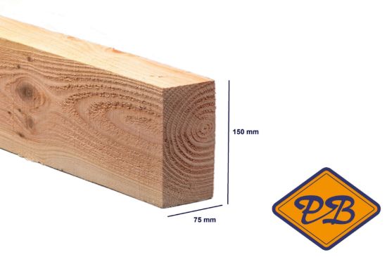 Afbeelding van douglas balk fijnbezaagd 4-EX gezaagd 75x150mm