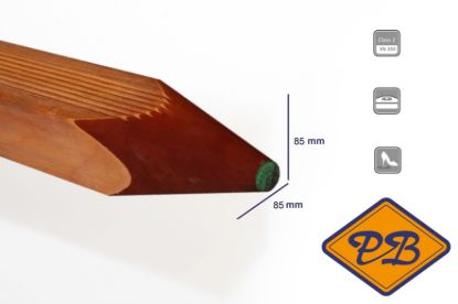 Afbeeldingen van hardhout paal geschaafd met punt 85x85mm