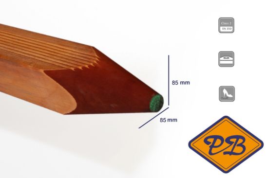 Afbeelding van hardhout paal geschaafd met punt 85x85mm