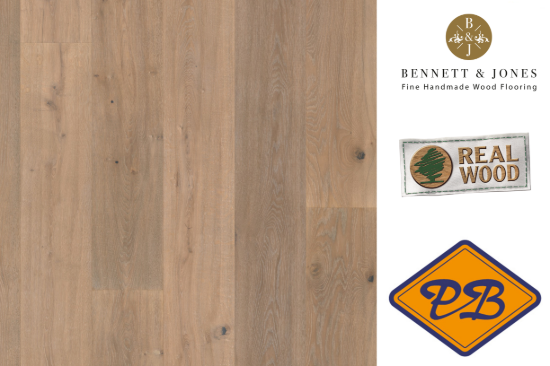 Afbeelding van Bennett & Jones Grand Houses nr.20 Howard click lamelparket landhuis XXL eiken tradition, licht gerookt, tegendraads geschaafd, wit geolied 15mmx26x220cm (per pak van 5 stuks=2,88m²)