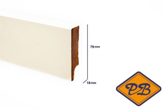 Afbeelding van Intra MDF vochtwerend Plint Recht R2 Wit Gegrond 18x79mmx244cm