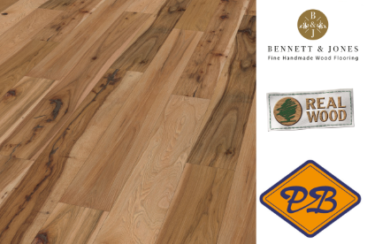 Afbeeldingen van Bennett & Jones London Calling nr. 3 Smithfield click lamelparket landhuisdeel hicory tradition, geschroeid, sterk geborsteld, naturel geolied 15mmx19x190cm (per pak van 8 stuks=2,88m²)