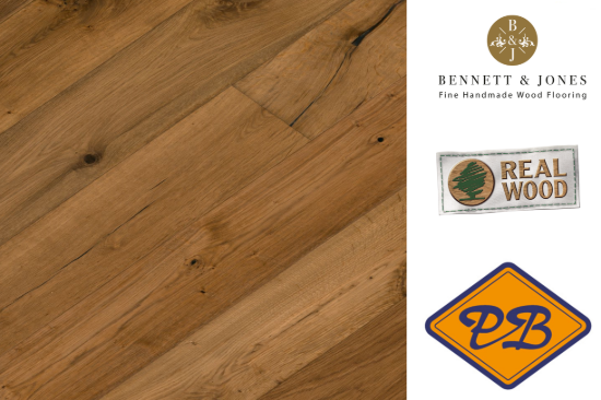 Afbeelding van Bennett & Jones Britain's Finest nr. 13 Mortimer click lamelparket landhuisdeel eiken tradition, gerookt, handgeschaafd, geborsteld, naturel geolied 14mmx19x190cm (per pak van 8 stuks=2,88m²)