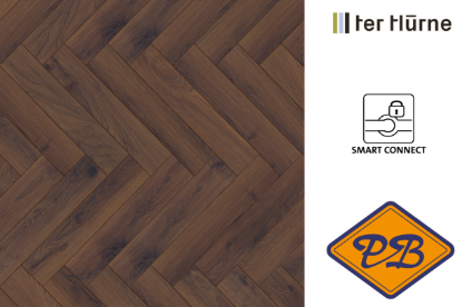 Afbeeldingen van Ter Hürne IKO smart connect HB clic laminaat eiken estate visgraat strook 10mmx12,6x63cm (per pak van 9 stuks universeel=0,71m²)