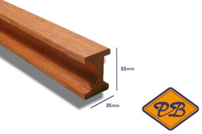 Afbeeldingen van meranti hardhout stolpnaald 35x55mm