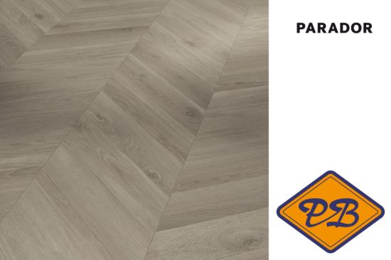 Afbeelding van PARADOR TRENDTIME 8 safe lock® PRO laminaat eiken Loire grijs Chevron strook extra breed geolied structuur 8mmx33x128,5cm (per pak van 5 stuks =2,12m²)