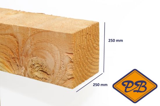 Afbeelding van douglas paal fijnbezaagd 4-EX gezaagd 250x250mm
