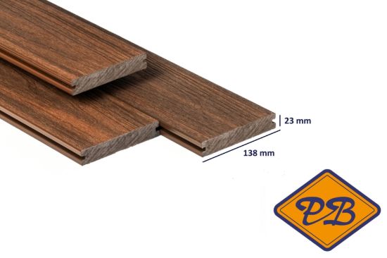 Afbeelding van PuraShield™ composiet vlonderplank massief 1-zijdig houtnerf / 1-zijdig glad profiel ipé 23x138mm