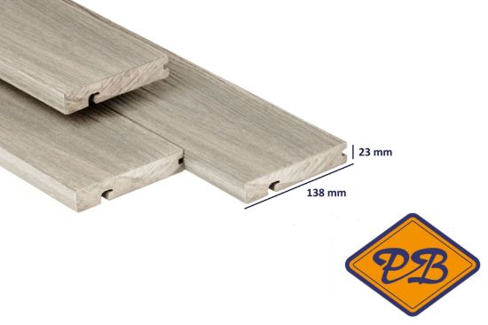 Afbeelding van PuraShield™ composiet eindplank massief 1-zijdig houtnerf / 1-zijdig glad profiel light grey 23x138mm