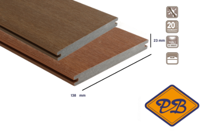 Afbeeldingen van Fiberdeck® WPC XXL terrasplank massief met BI COLOR profiel exotics  brown/red 23x138mm