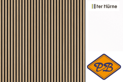 Afbeeldingen van Ter Hürne uniquedesign akoustiek 3D wand-en plafondpaneel 3-zijdig edelgefineerd eiken Maas naturel geolied 21mm