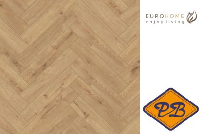 Afbeeldingen van Euro Home DESIGN twin clic laminaat K326 Sundance eiken visgraat strook 8mmx12,6x63cm (per pak van 11 stuks universeel=0,873m²)