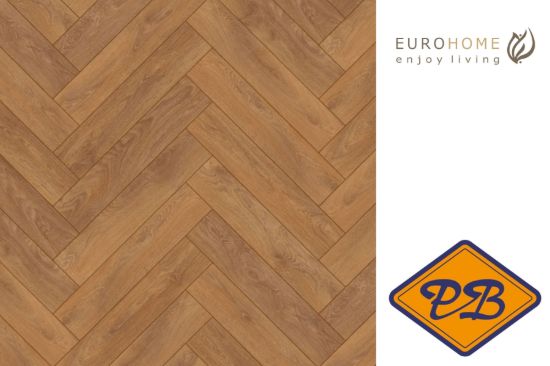 Afbeelding van Euro Home DESIGN twin clic laminaat 8573 Harlech Eiken visgraat strook 8mmx12,6x63cm (per pak van 11 stuks universeel=0,873m²)