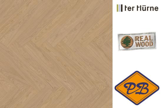 Afbeelding van Ter Hürne HYWOOD click IT easy HB fineerparket visgraat strook eiken Spessart fijn geborsteld mat gelakt 11mmx12,9x77,4cm (per pak van 10 stuks A + 10 stuks B =1,99m²)