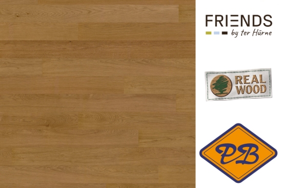 Afbeelding van FRIENDS by Ter Hürne CLICKitEASY Pro Fineerparket landhuisdeel eiken Etienne geborsteld mat gelakt 9mmx18,2x199,7cm (per pak van 7 stuks=2,54m²)
