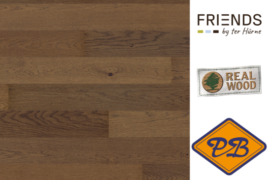 Afbeelding van FRIENDS by Ter Hürne CLICKitEASY Pro Fineerparket landhuisdeel eiken Claire geborsteld mat gelakt 9mmx18,2x199,7cm (per pak van 7 stuks=2,54m²)