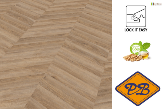 Afbeelding van Ter Hürne perform SPC vinyl lock it easy Chevron strook eiken Malaga 6mmx14,5x66,5cm (per pak van 12 stuks universeel=1,15m²)