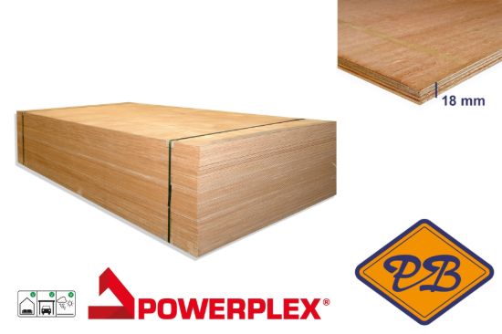 Afbeelding van hardhout powerplex plus *10 jaar garant multiplex B/BB exterieur 18mmx250x122cm (per pak van 25 platen)