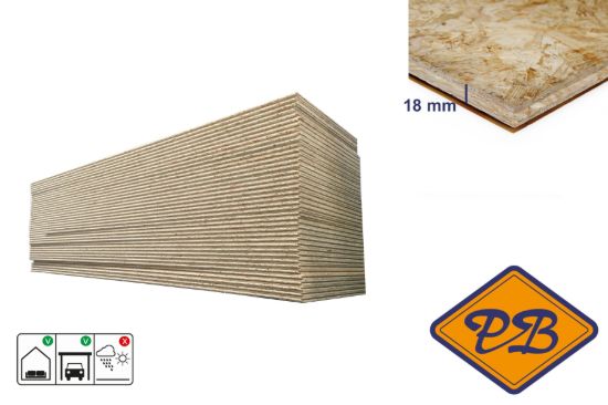 Afbeelding van OSB ZERO klasse 3 kleine plaat tong & groef 4-zijdig 18mmx244x59cm (per pak van 100 platen)