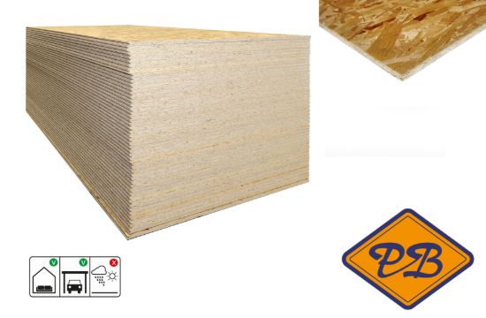 Afbeelding van OSB ZERO klasse 3 rechte kant 4-zijdig 18mmx244x122cm (per pak van 50 platen)