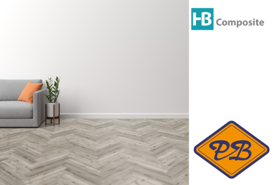 Afbeelding van HB Composite aqua SPC vinyl click visgraat wand- en vloer strook LUXURY Residential Oak 4,5mmx15x75cm (per pak van 9 stuks A + 9 stuks B =2,03m²)