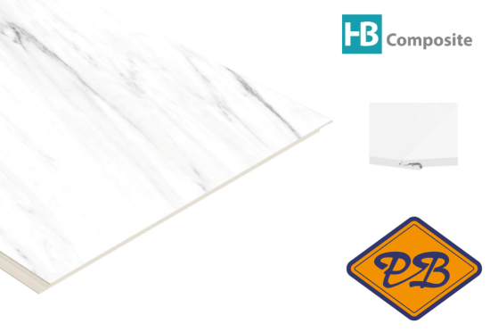 Afbeelding van HB Composite aqua SPC vinyl click 'N screw 3-L SUPERIOR wand- vloer en plafond combitegel Marmo Luna ultramat 4,5mmx32x120cm (per pak van 6 stuks =2,34m²)