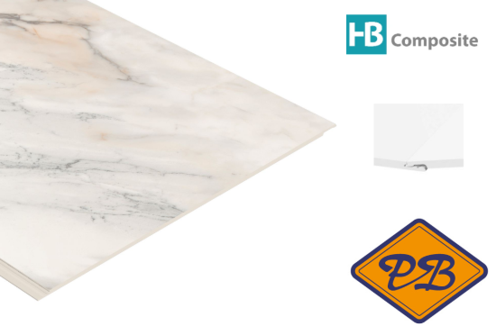 Afbeelding van HB Composite aqua SPC vinyl click 'N screw 3-L SUPERIOR wand- vloer en plafond combitegel Marmo Luce ultramat 4,5mmx32x120cm (per pak van 6 stuks =2,34m²)