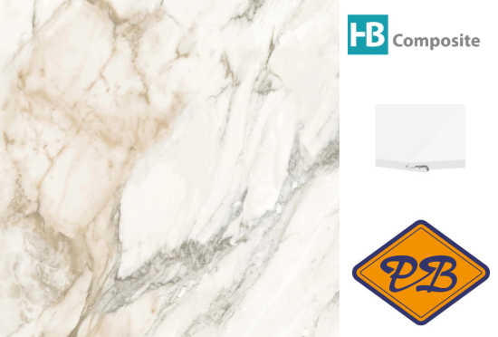 Afbeelding van HB Composite aqua SPC vinyl click 'N screw SUPERIOR wandpaneel Marmo Luce ultramat XL 4,5mm