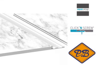 Afbeeldingen van HDM aqua step SPC vinyl ALL-IN-ONE Click 'N Screw/Glue vloer, wand en plafondpaneel Marmo Carrara 4,5mmx32x122cm(per pak van 6 stuks=2,23m²)