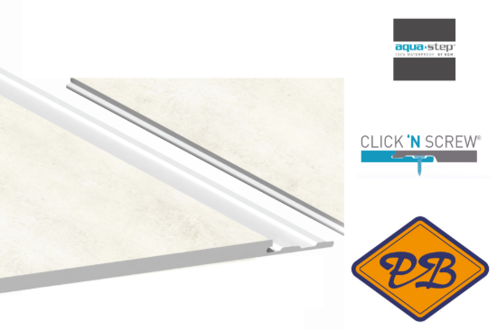 Afbeelding van HDM aqua step SPC vinyl ALL-IN-ONE Click 'N Screw/Glue vloer, wand en plafondpaneel French Limestone 4,5mmx32x122cm(per pak van 6 stuks=2,23m²)