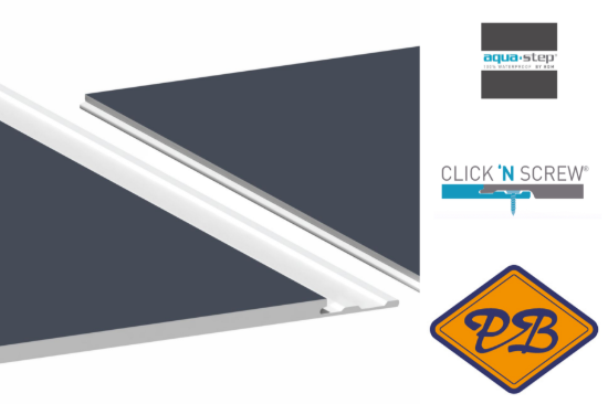 Afbeelding van HDM aqua step SPC vinyl ALL-IN-ONE Click 'N Screw/Glue vloer, wand en plafondpaneel Graphite Black 4,5mmx32x122cm(per pak van 6 stuks=2,23m²)