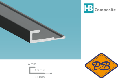 Afbeeldingen van HB composite professional aluminium begin-/eindprofiel mat zwart 18x4x4,5mmx270cm