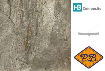 Afbeeldingen van HB Composite aqua SPC vinyl SUPERIOR click I4F wand- en vloer tegel Grigio Imperiale ultramat 4mm