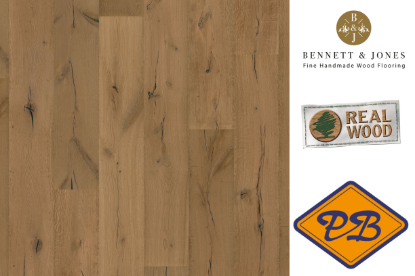 Afbeeldingen van Bennett & Jones Grand Houses nr. 34 Highgrove lamelparket landhuis royaal eiken intense, diep geborsteld, scheuren, gerookt , hardwaxolie wit 15mmx30,5x240cm (per pak van 4 stuks=2,92 m²)