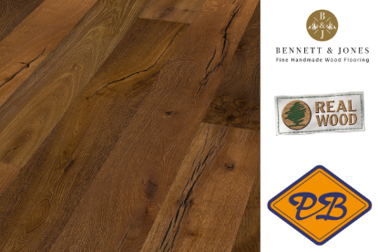 Afbeeldingen van Bennett & Jones Britain's Finest nr. 109 Sheffield click lamelparket landhuisdeel eiken intense, gerookt, geborsteld, naturel geolied 14mmx22x220cm (per pak van 6 stuks=2,90m²)