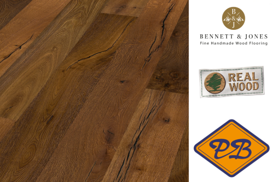 Afbeelding van Bennett & Jones Britain's Finest nr. 109 Sheffield click lamelparket landhuisdeel eiken intense, gerookt, geborsteld, naturel geolied 14mmx22x220cm (per pak van 6 stuks=2,90m²)