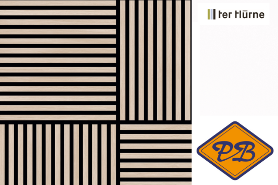 Afbeelding van Ter Hürne uniquedesign akoustiek 3D wand-en plafond vierkant paneel 1-zijdig edelgefineerd eiken Theems fineline wit naturel geolied 21mm