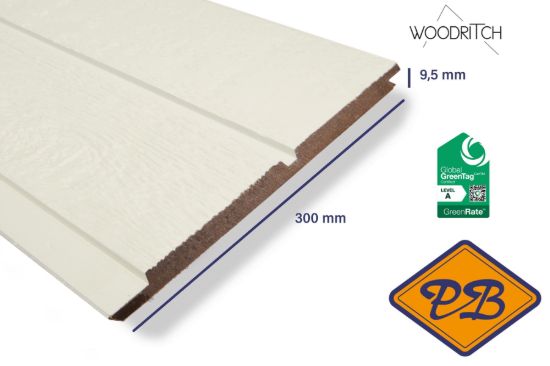 Afbeelding van woodritch eucalyptus hardhouten dubbel rabatdeel sydney 0006 winterwit 9,5x300mm