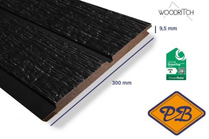 Afbeeldingen van woodritch eucalyptus hardhouten dubbel rabatdeel sydney 0180 zwart 9,5x300mm